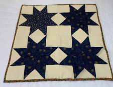 Vintage Antique Patchwork Quilt Table Topper, Star, Early Calicos, Navy Blue picture