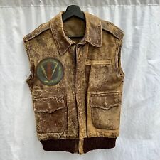 WWII A-2 Leather Flight Jacket Customized Vest 103rd Bomb Group Patched picture