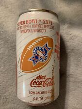 Diet Coke 12oz Soda Can Super Bowl XXVI Jan 26, 1992 Hubert H Humphrey Metrodome picture