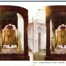 c1900s Philadelphia, PA Independence  Hall Liberty Bell Display Stereo Card V19 picture