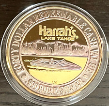 Harrah's Lake Tahoe $40 Silver Strike 1994 Boater 24 Karat HGE LM New Case picture
