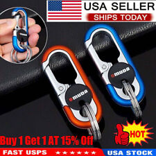 Men Belt Clip Ring Holder Detachable Stainless Steel Leather Key Chain Keyring picture