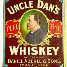 Pre-Prohibition Uncle Dan's Whiskey Daniel Aberle & Sons Gilt Embossed Label picture