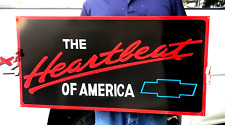 18X36 Hand Painted HEARTBEAT OF AMERICA CHEVY TRUCK PICK UP HOTROD CAR SHOW SIGN picture