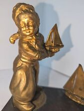 Brass Nautical Dutch Boy And Sail Boats Figure picture