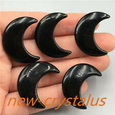 5pcs 30mm Natural obsidian moon carved Quartz Crystal pendant point Healing picture