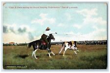 c1910's Chas B. Irwin Making His Record Performance Rodeo Antique Postcard picture