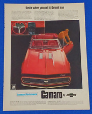 1967 CHEVROLET CAMARO SUPER SPORT CONVERTIBLE V8 ORIGINAL COLOR PRINT AD (RED) picture