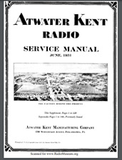 Atwater Kent Radio service manual 1931 45 pgs Comb Bound gloss protective cover picture
