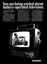 1969 Panasonic TV Battery ops man on beach watching retro photo print ad ads26 picture