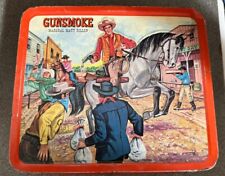 Vintage Gunsmoke Metal Lunchbox and Hopalong Cassidy Thermos 1950-60 picture