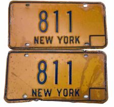 Pair New York License Plates #811 Orange Base 3 Digit VIP Man Cave August Vtg picture