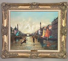 Vintage Oil Painting Venice Italy M. Ramiam Gold Ornate Frame 33 x 39 x 2 3/4