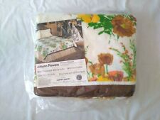 Vintage Owen Autumn Flowers Printed Blanket Twin Full New 72 x 90 picture