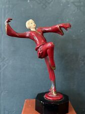 Vintage Art Deco J.B. Hirsch painted metal lady dancing lady statue on base picture