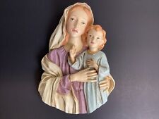 Mary And  Child Jesus Plaque Handmade Plaster Multi-Colored picture