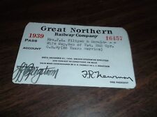 1939 GREAT NORTHERN RAILWAY EMPLOYEE PASS #16457 picture