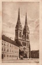 Zagreb First Cathedral Church Croatia 1902 Postcard Romania Stamp Fancy Cancel picture