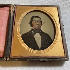 VINTAGE 1/6th Plate Oval Floral Paper Case Ambrotype GENTLEMAN COLOR CHEEKS picture