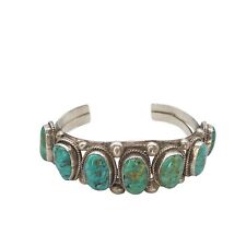Native American Sterling Silver Turquoise Cuff Bracelet picture