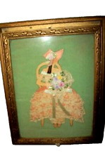 ART DECO 1920s DRESSER BOX GOLD WOOD DRESSED PAPER DOLL SOUTHERN BELLE ANTIQUE picture