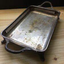 VTG 1940s Bristol Poole Silver Plated Chaffing Dish Holder Footed W/ Handles 19