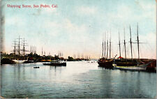 Vtg 1907 Shipping Scene Los Angeles Harbor San Pedro California CA Postcard picture