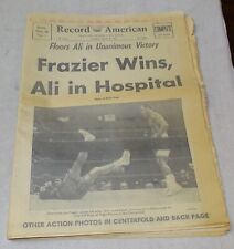 FRAZIER WINS, ALI IN HOSPITAL March 9 1971 Boston Record American Newspaper picture