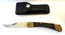 Vintage BUCK 110 Folding Pocket Knife 1968 Original Leather Sheath BUCK U.S.A. picture