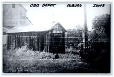 c1960 CBQ Depot Coburg Iowa IA Vintage Train Depot Station RPPC Photo Postcard picture