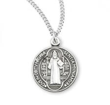 Unique Saint Benedict Round Sterling Silver Medal Size 0.6in x 0.5in picture