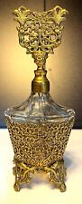 Vintage Large Ormolu Filigree Gold Gilt Perfume Bottle  picture