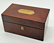 antique mahogany trinket box collectors compartments campaign 1800s fine picture