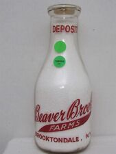 TRPQ Milk Bottle Beaver Brook Farms Dairy Farm Brooktondale NY 1951 ARSENAULT picture