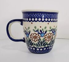 Polish Pottery Coffee Mug  Manufaktura Boleslawiec Floral pattern, G. Frankow  picture