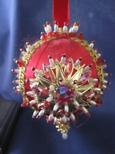 Handmade Satin Bead Red Ball Ornament Approx. 4