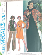 1975 Vintage McCall's Sewing Pattern 4787 Pant Top Dress Jacket 10 picture