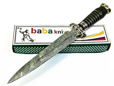 BEAUTIFUL CUSTOM HAND MADE DAMASCUS STEEL HUNTING DAGGER KNIFE HANDLE BULL HORN picture