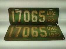 Oregon 1921 License Plate Pair Set Matching Set (17065) Original Condition-Nice picture
