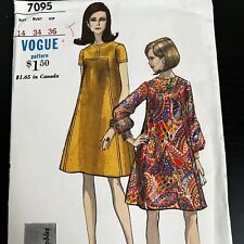 Vintage 1960s Vogue 7095 Mod Seaming Detail Tent Dress Sewing Pattern 14 XS CUT picture