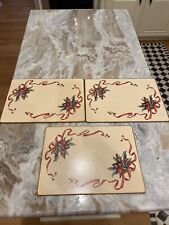 Tiffany & Co Garland Placemats (3) Gold Edging Red Ribbons 2 Good 1 Fair picture