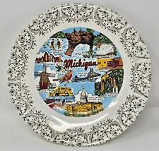 Vintage Michigan Souvenir Plate with Gilded Rim picture