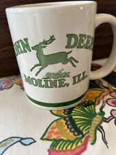 Vintage JOHN DEERE Moline, Ill. Coffee Mug Farmer Tractor/Spreader Fishing Scene picture