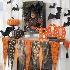 Grandin Road Bewitching Halloween Mantel Pennant Scarf Bells Tassels Bunting picture