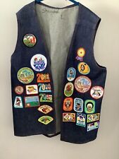 Vtg Big Waters YMCA Indian Guide Denim Vest Women’s 1x Patches Blue Buffalo picture