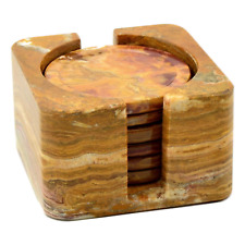 Multi Brown Onyx Coasters with Square Holder picture
