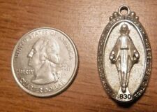 Vintage Thick Mid Century Sterling Silver Catholic Miraculous Medal #139 picture