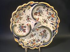 Antique Rouen French Faience Handled 3 Part Serving Tray Platter picture