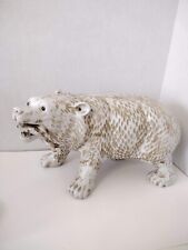 hand made Ceramic/clay Polar Bear  sculpture with a fish 16” by 9” heavy picture