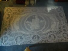 Vintage Jesus Mary Joseph Crochet White Linen Tablecloth 100